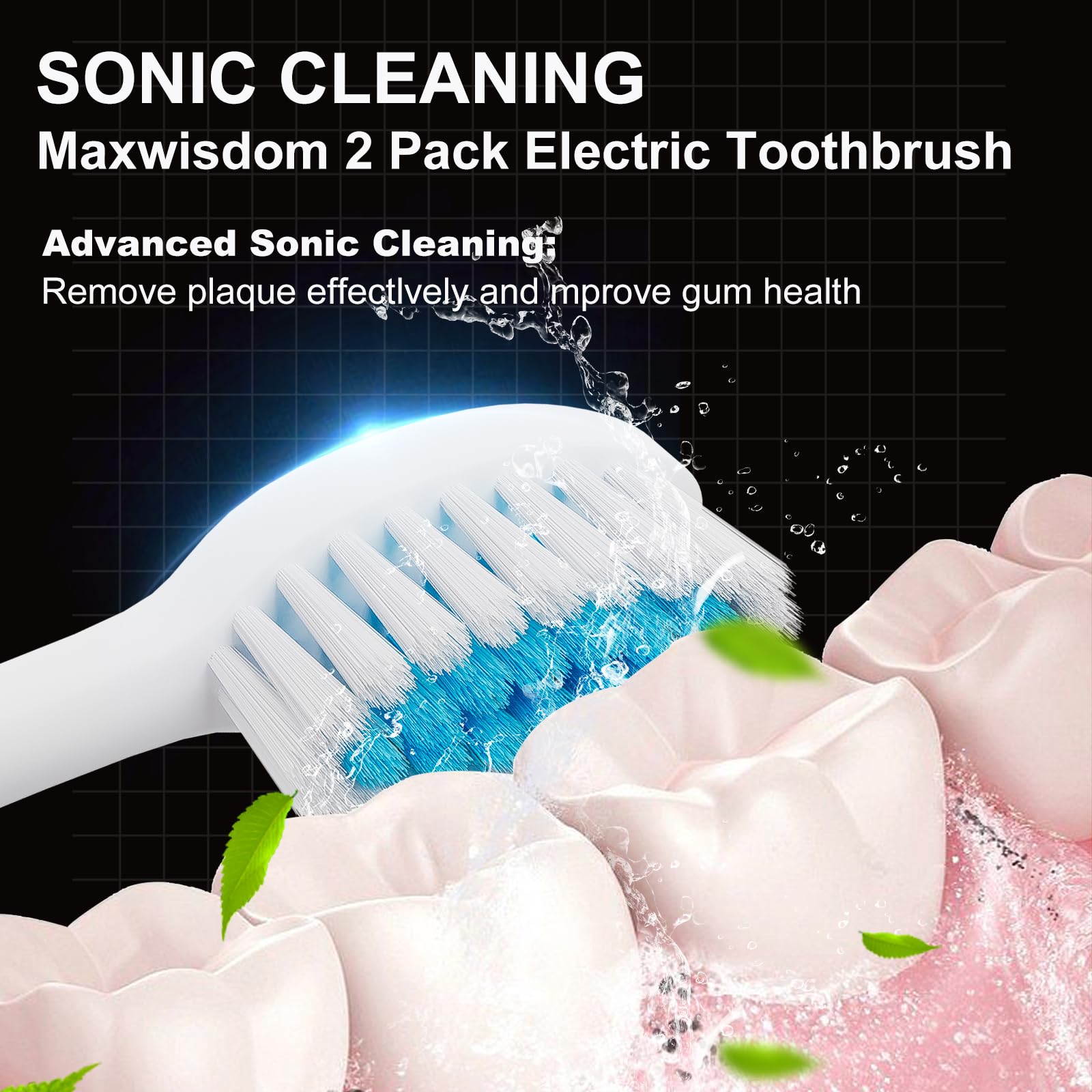 Side view of MAXWISDOM 2-pack toothbrush