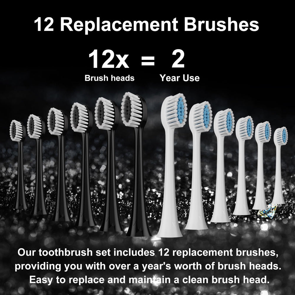 Ten replacement brush heads included