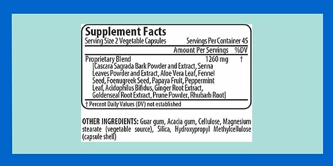 MaXzorb Nutrition Thera-Colon Cleanse bottle – back label with ingredients