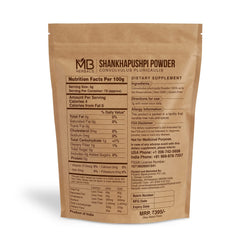 MB Herbals Shankhapushpi Powder 8 oz - powder close-up and label