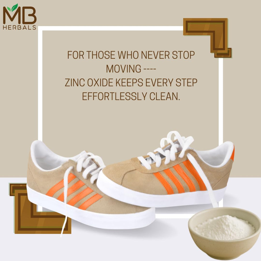 Zinc oxide powder container open with scoop