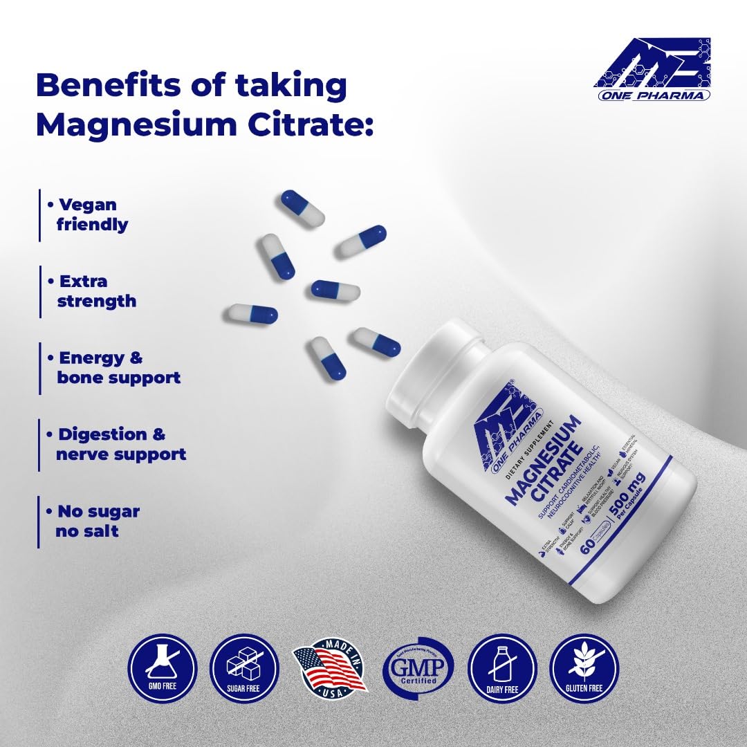 Close-up of magnesium citrate capsules
