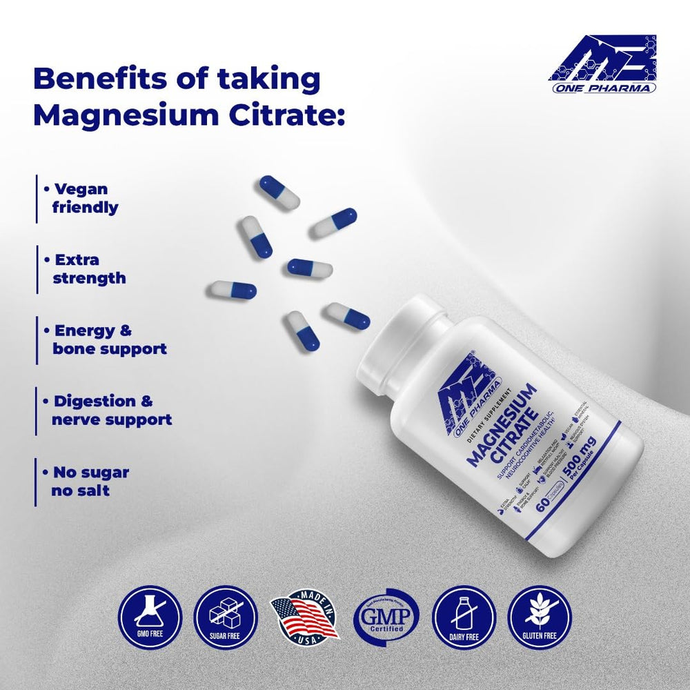 Close-up of magnesium citrate capsules