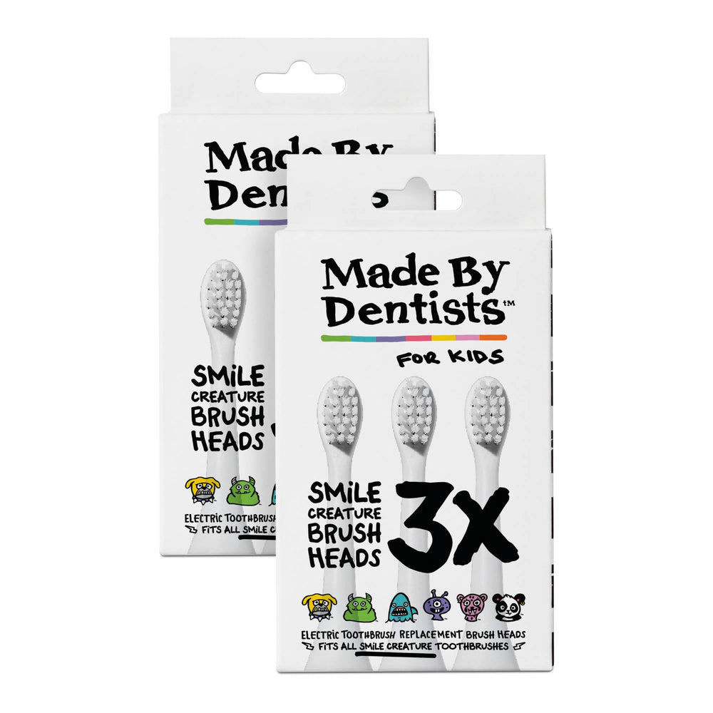 Six-pack replacement heads for Made By Dentists kids electric toothbrush