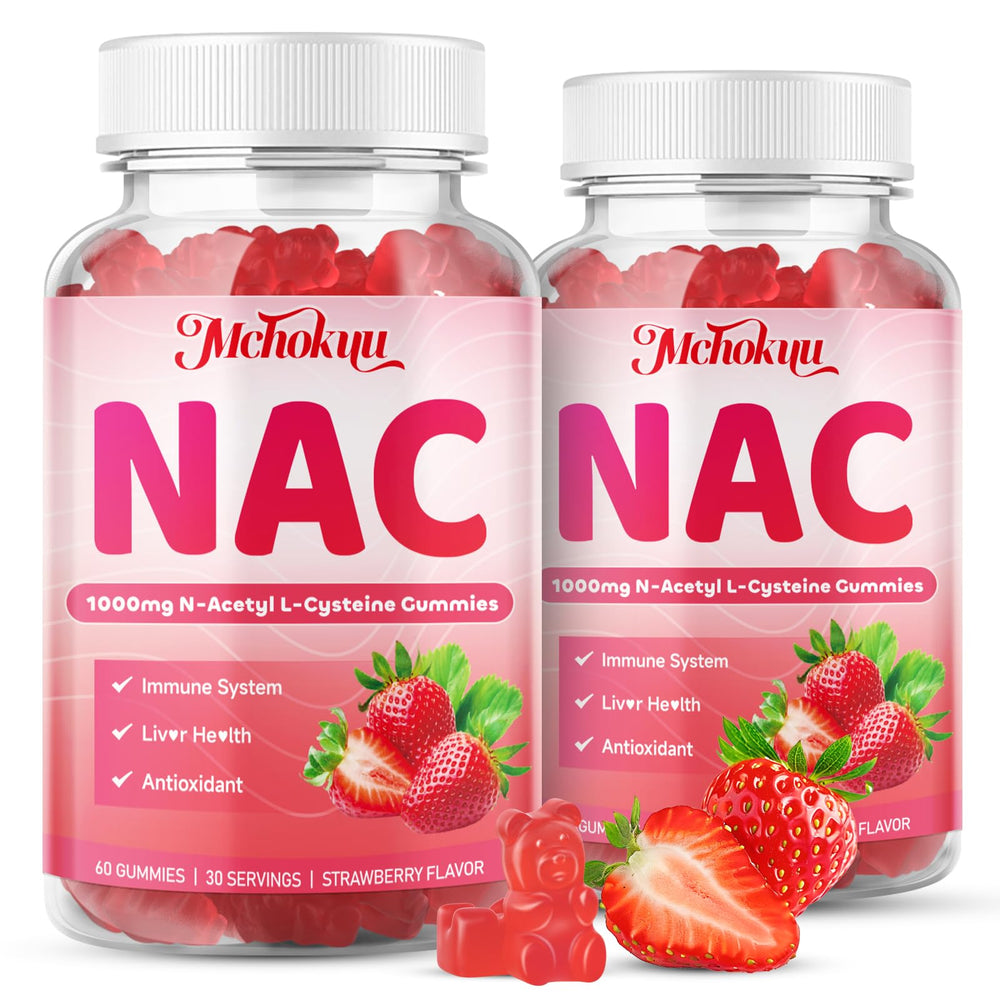 Front view of Mchokuu NAC Gummies bottle (1000mg per gummy)