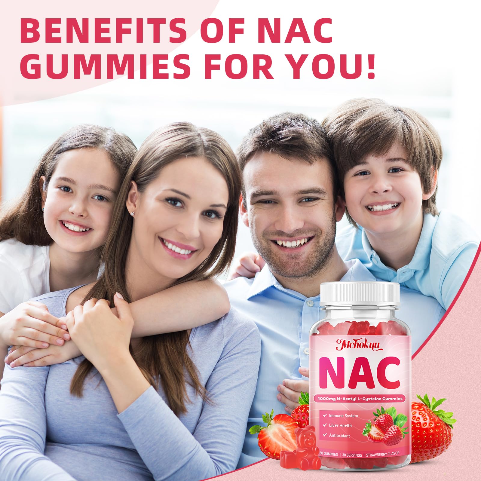 Immune support and glutathione antioxidant benefits of NAC gummies
