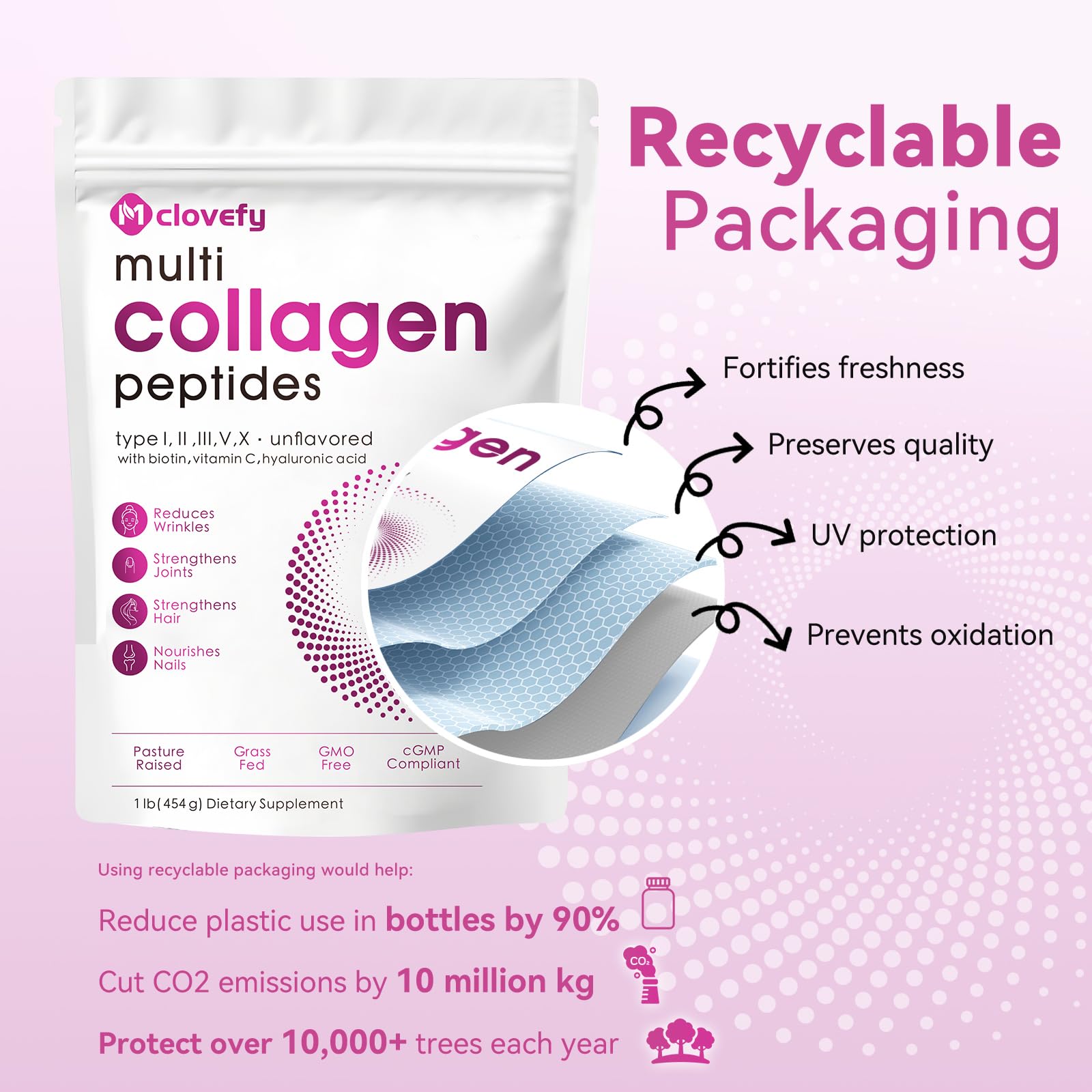 Collagen powder dissolving in a hot or cold beverage