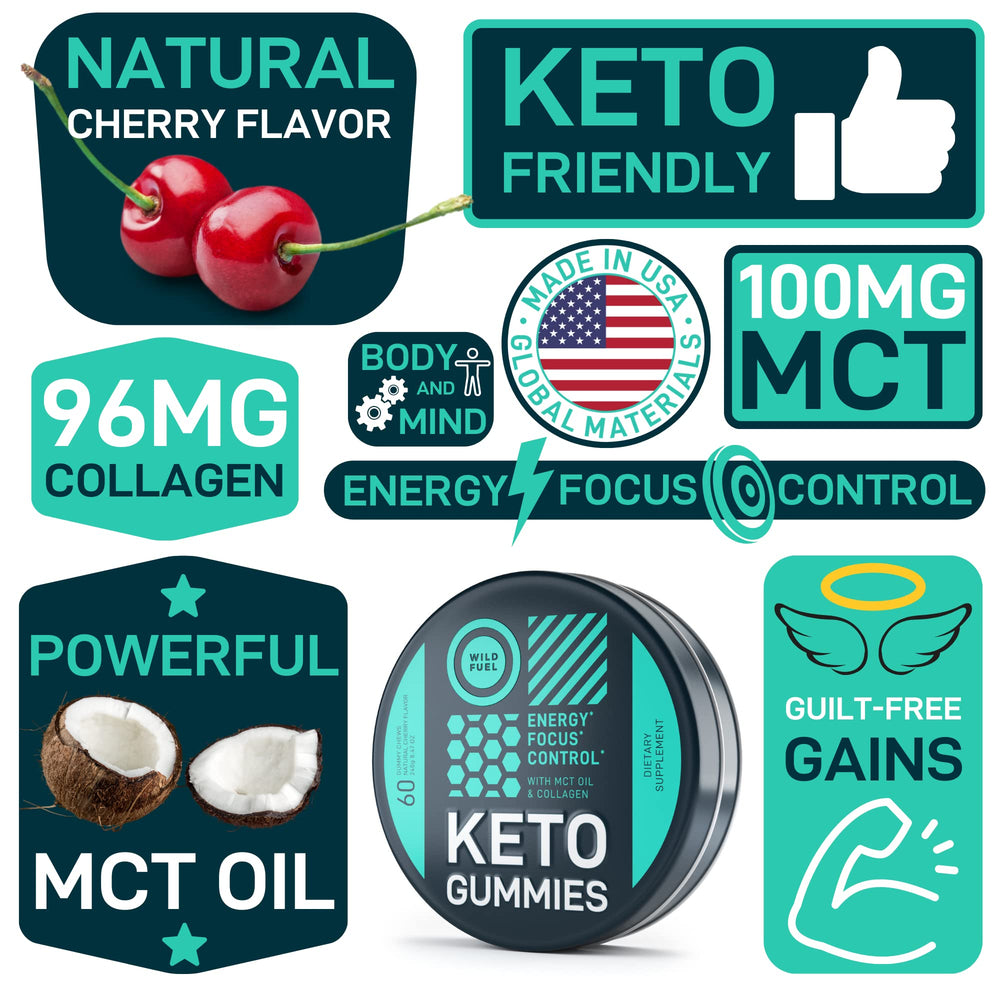 Packaging of MCT Oil Keto Gummies Collagen 60 Cherry