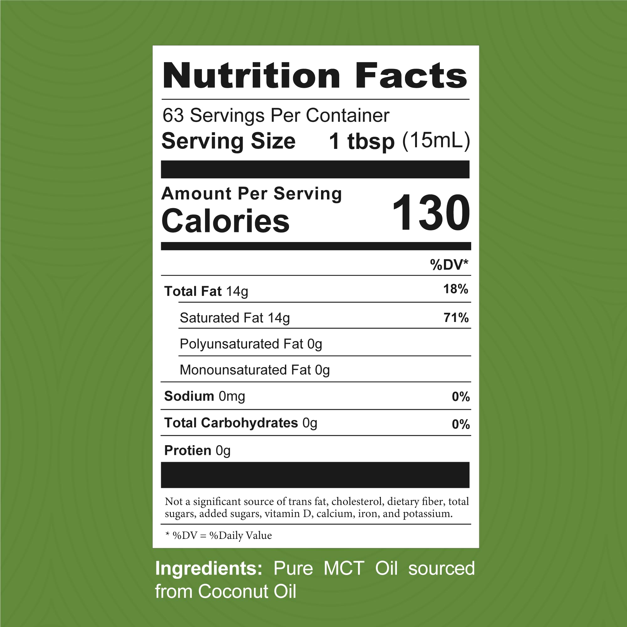 Label highlighting C8 and C10 caprylic and capric acids