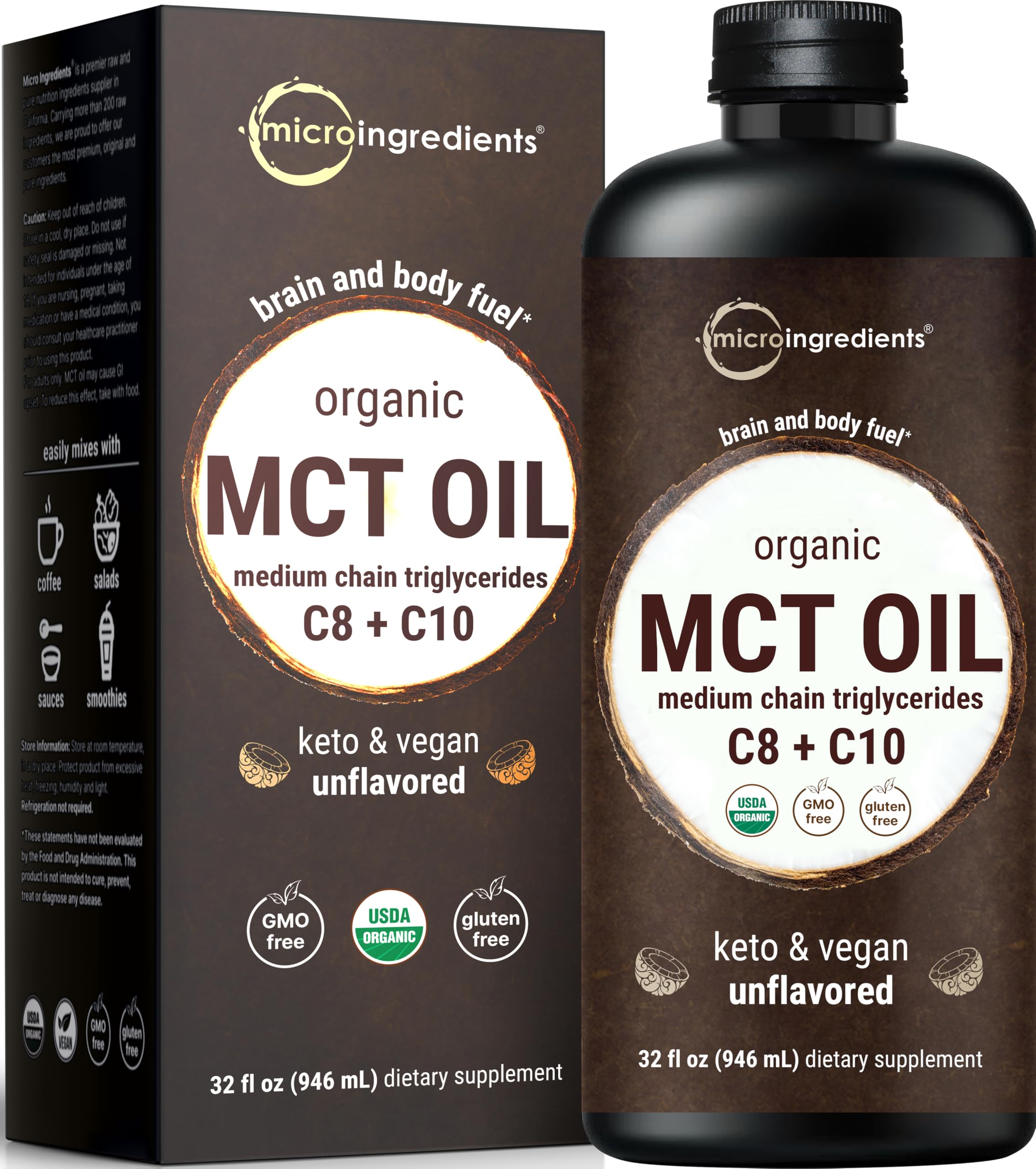 Organic MCT Oil 32 oz bottle
