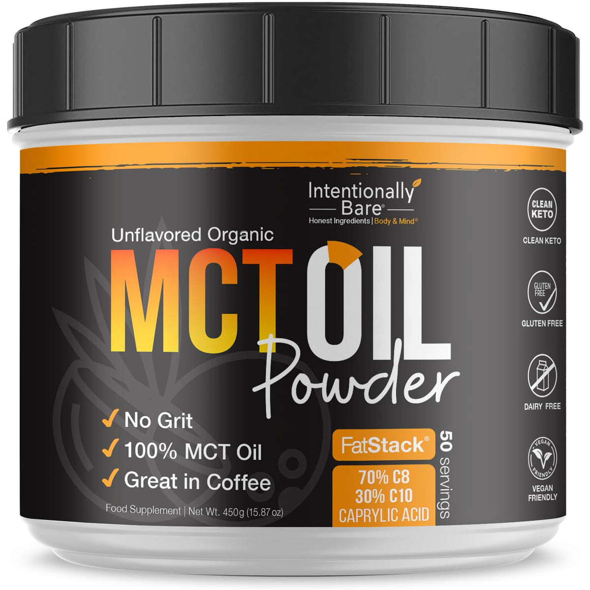 Intentionally Bare MCT Oil Powder bottle front