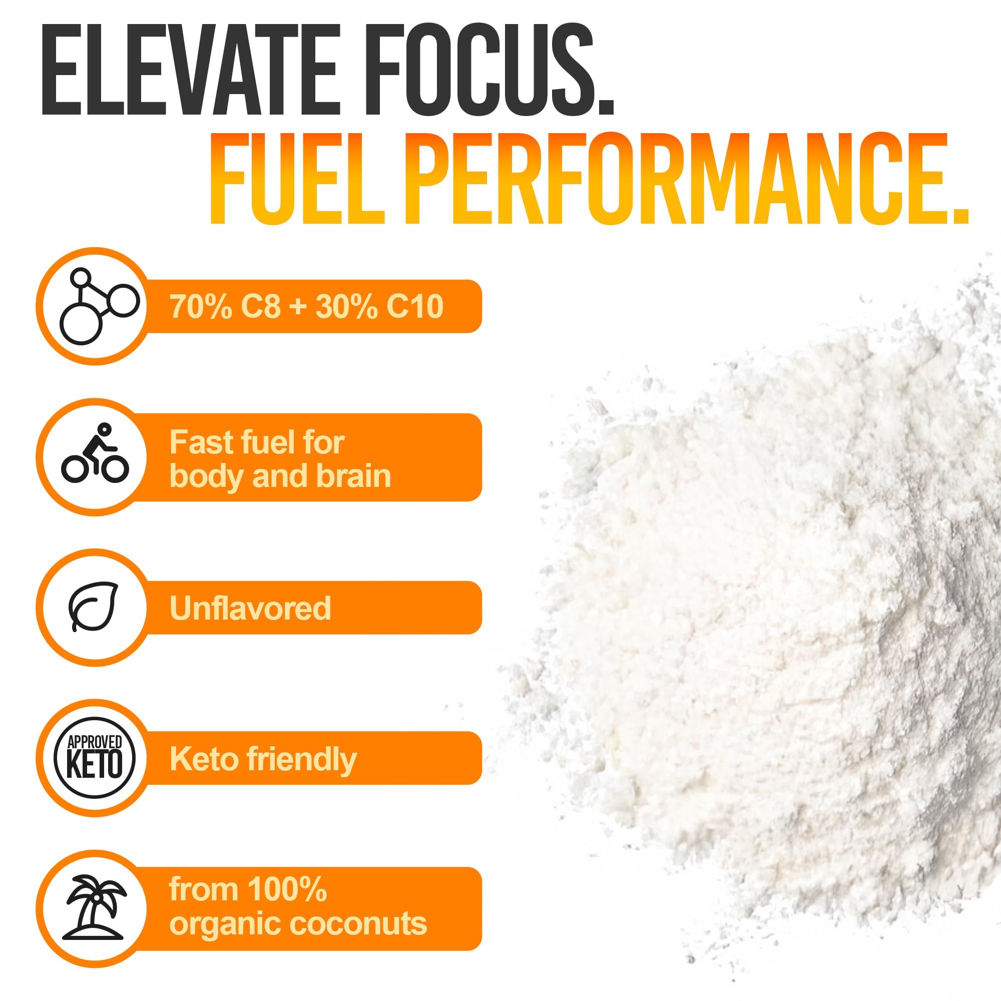 Ingredients highlighting coconut-derived MCT oil powder
