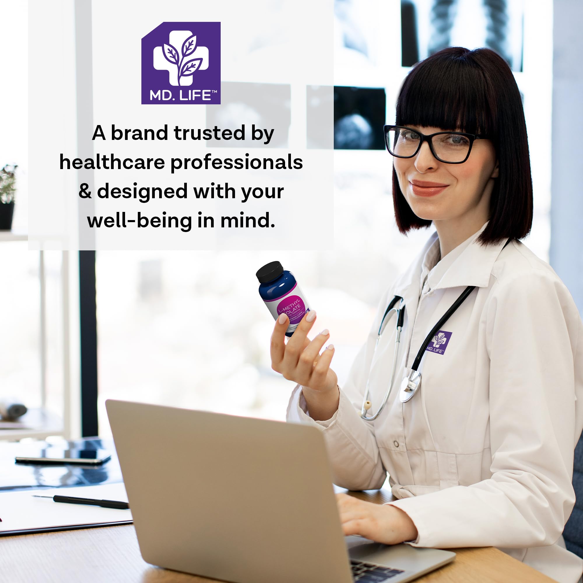 Health benefits diagram illustrating methylfolate and essential amino acids synergy