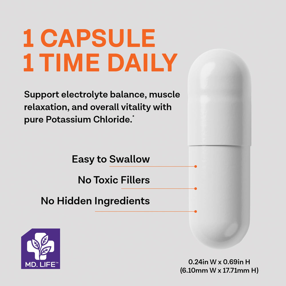 MD Life potassium chloride supplement facts panel
