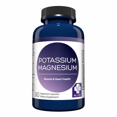 Product hero shot of MD. Life Potassium Magnesium Supplement bottle