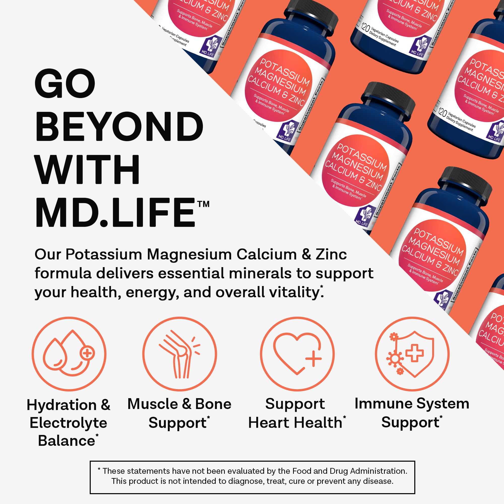 Label close-up showing minerals potassium, magnesium, zinc, and calcium