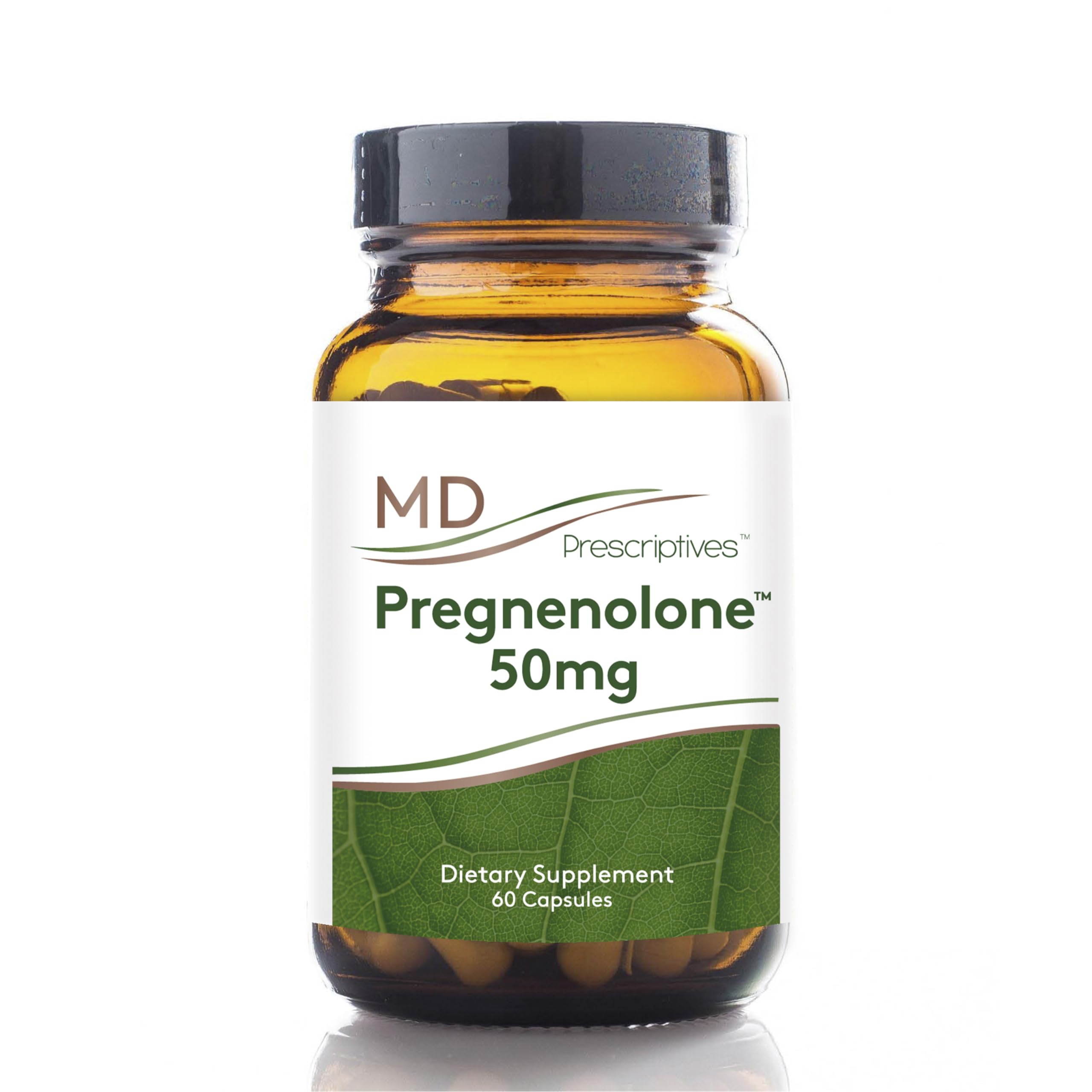 Bottle of MD Prescriptives Pregnenolone 50mg vegan capsules
