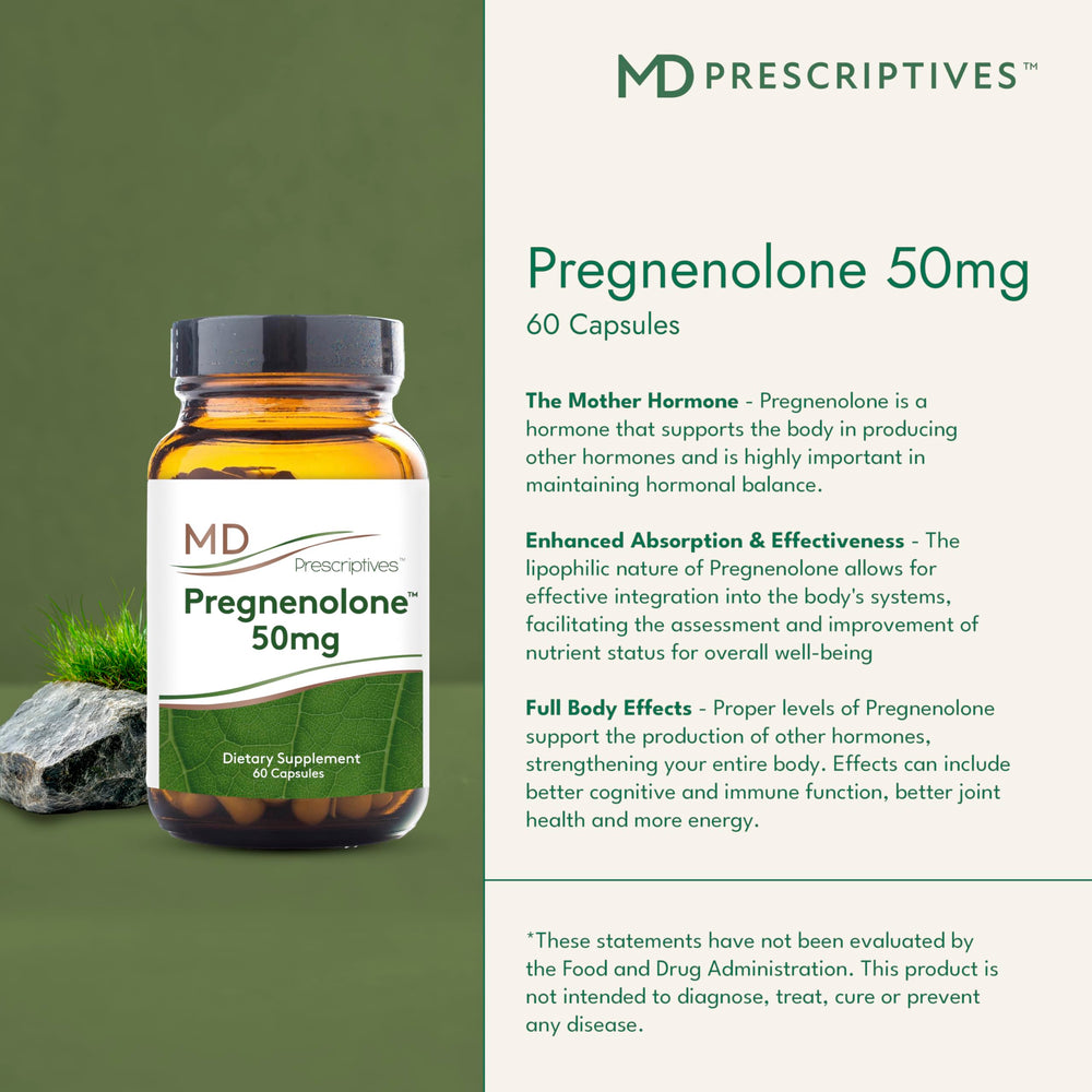 Graphic illustrating pregnenolone supporting hormone pathways (progesterone, cortisol, DHEA, estrogens)