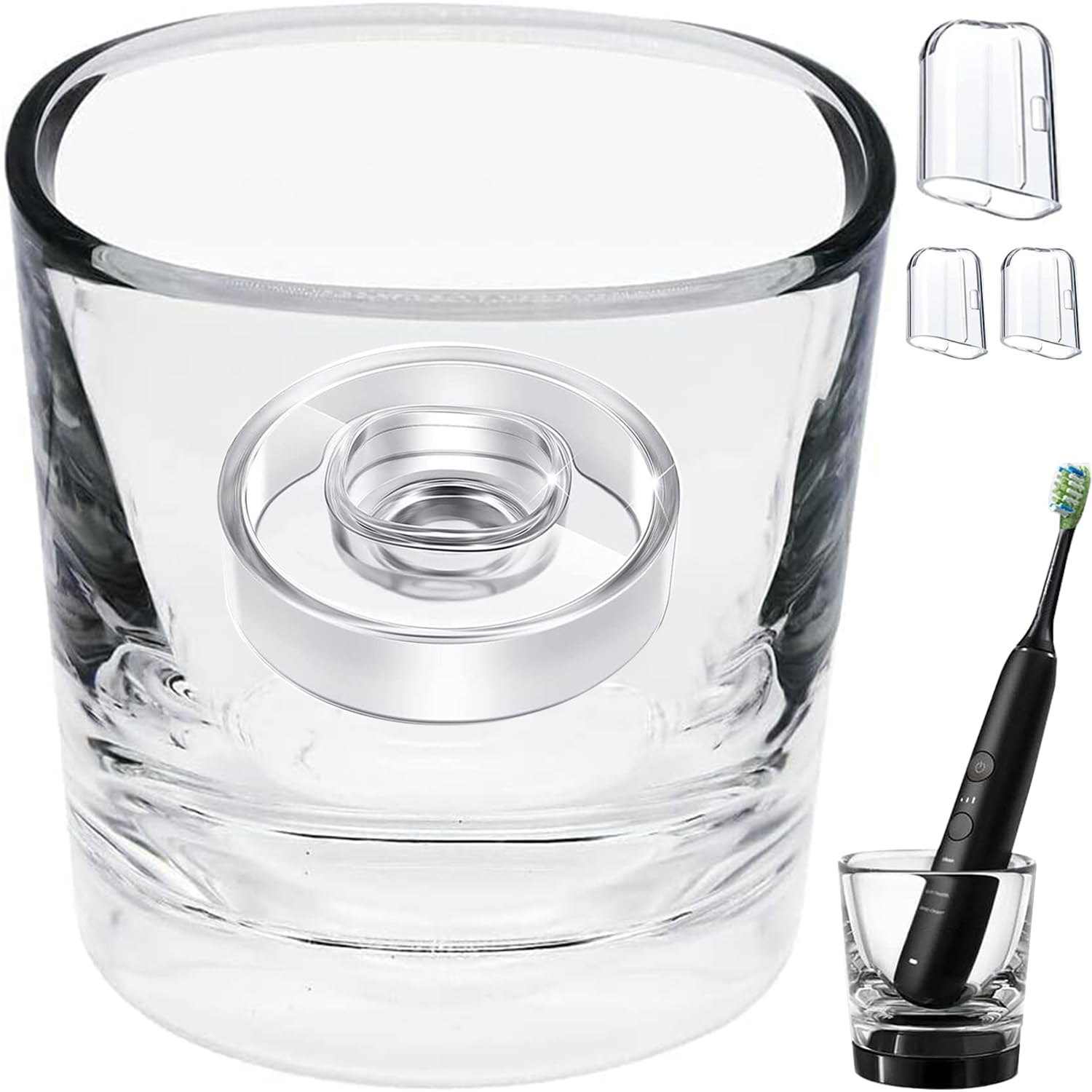 Mdforme charger glass cup and transparent stand bundle – front view