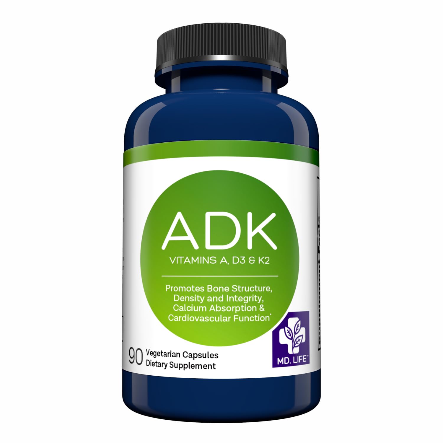 MD.LIFE ADK vitamin supplement bottle front