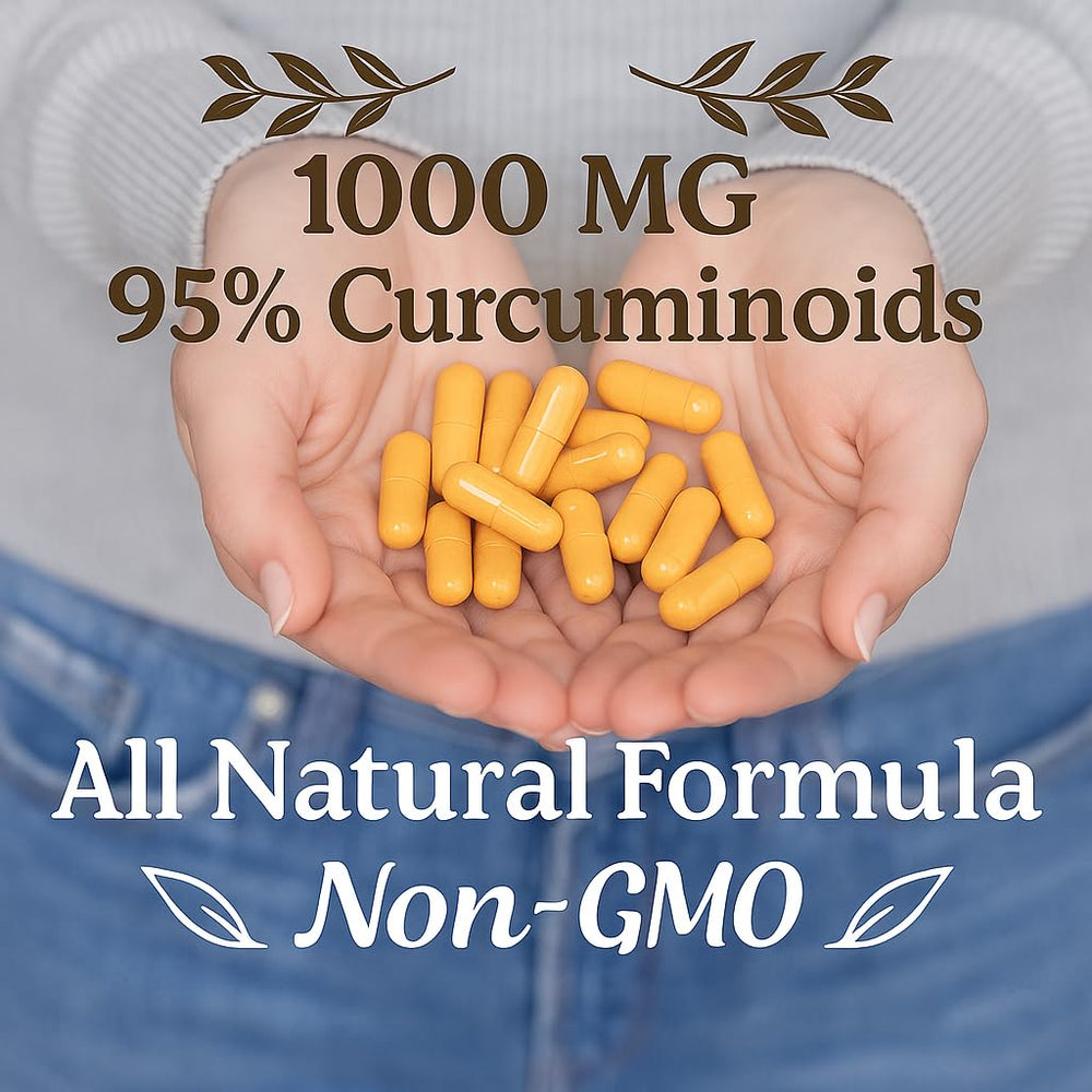 Close-up of turmeric curcumin capsules highlighting potency