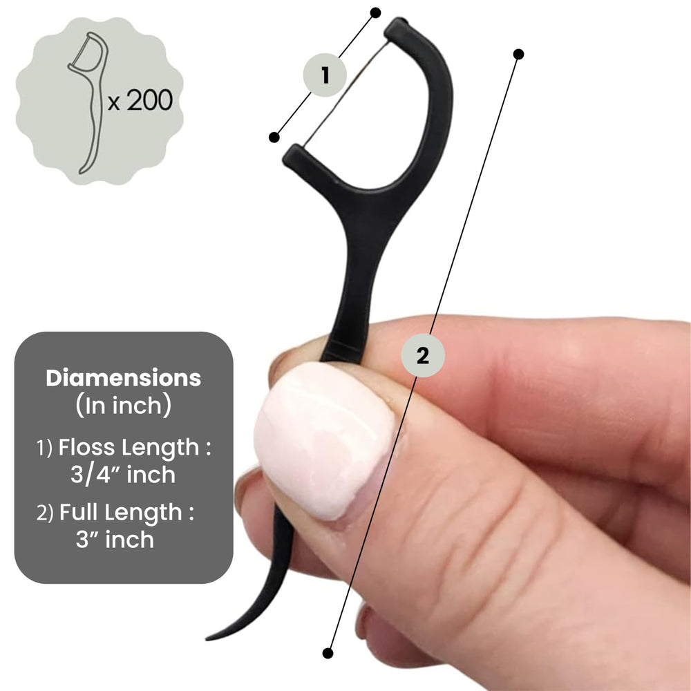200-count vegan biodegradable floss picks in eco-friendly packaging