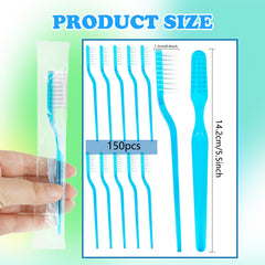 Aqua blue prepasted disposable toothbrushes displayed in packaging