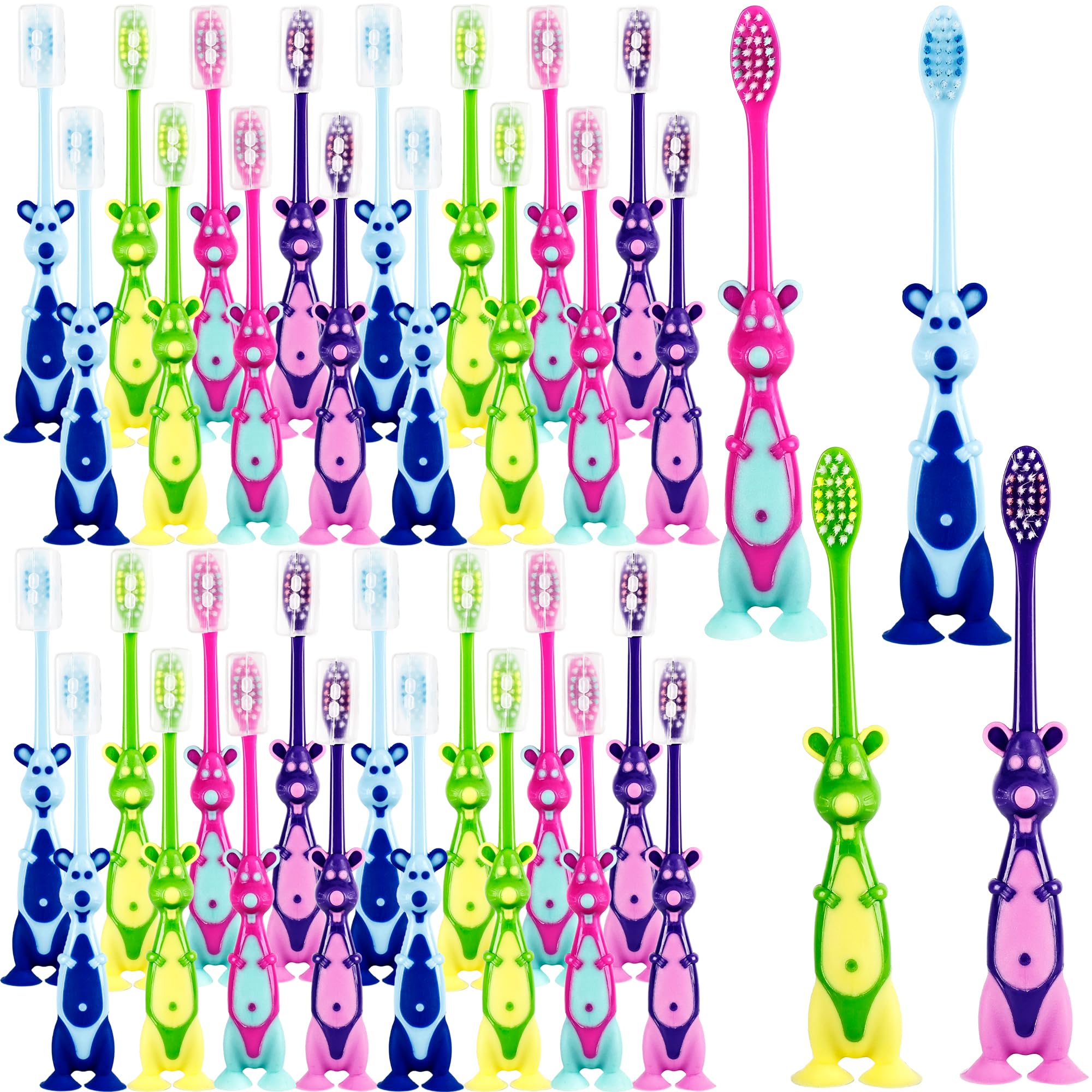 Kangaroo-shaped kids toothbrush with colorful handle