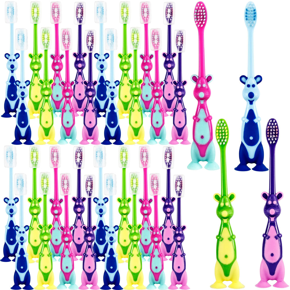 Kangaroo-shaped kids toothbrush with colorful handle