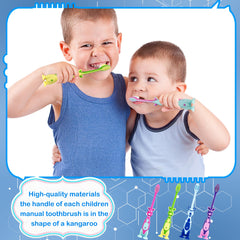 Ergonomic rubber grip handle on kangaroo toothbrush