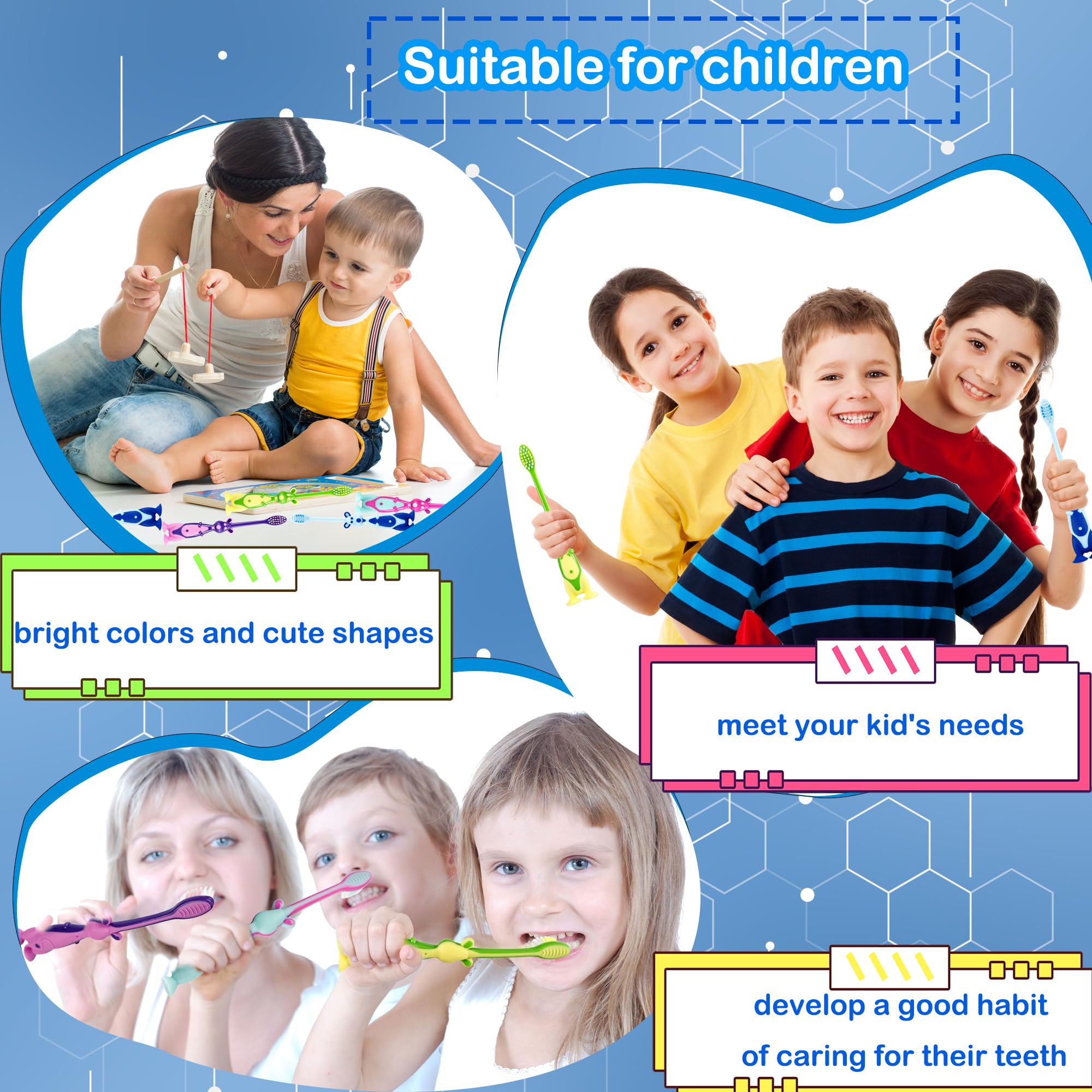 Each toothbrush with protective cover and suction cup