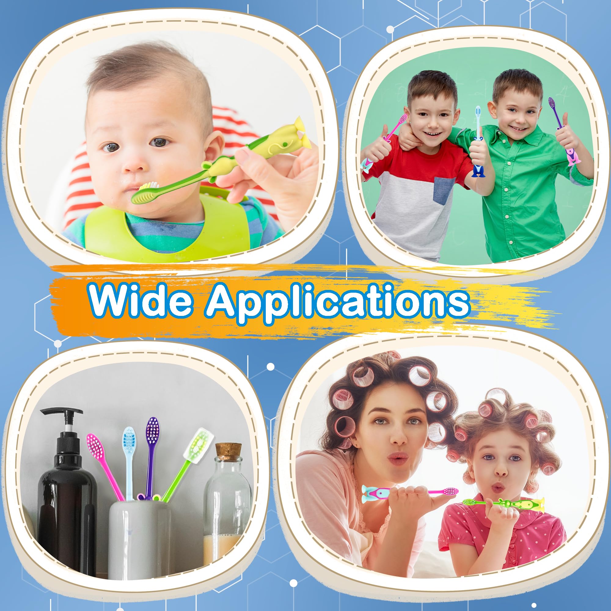 Bulk travel-ready kit of 120 kangaroo kids toothbrushes for home and school