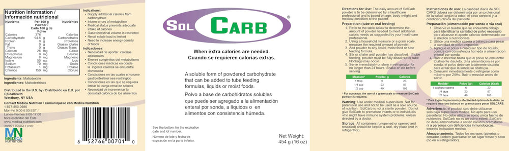 SolCarb measured with scoop for precise calorie supplementation.