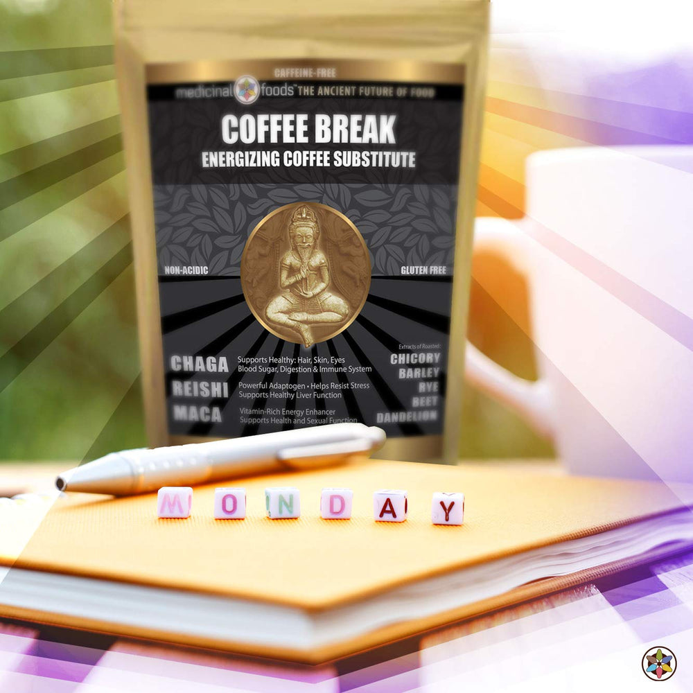 Cup of caffeine-free coffee substitute with superfoods