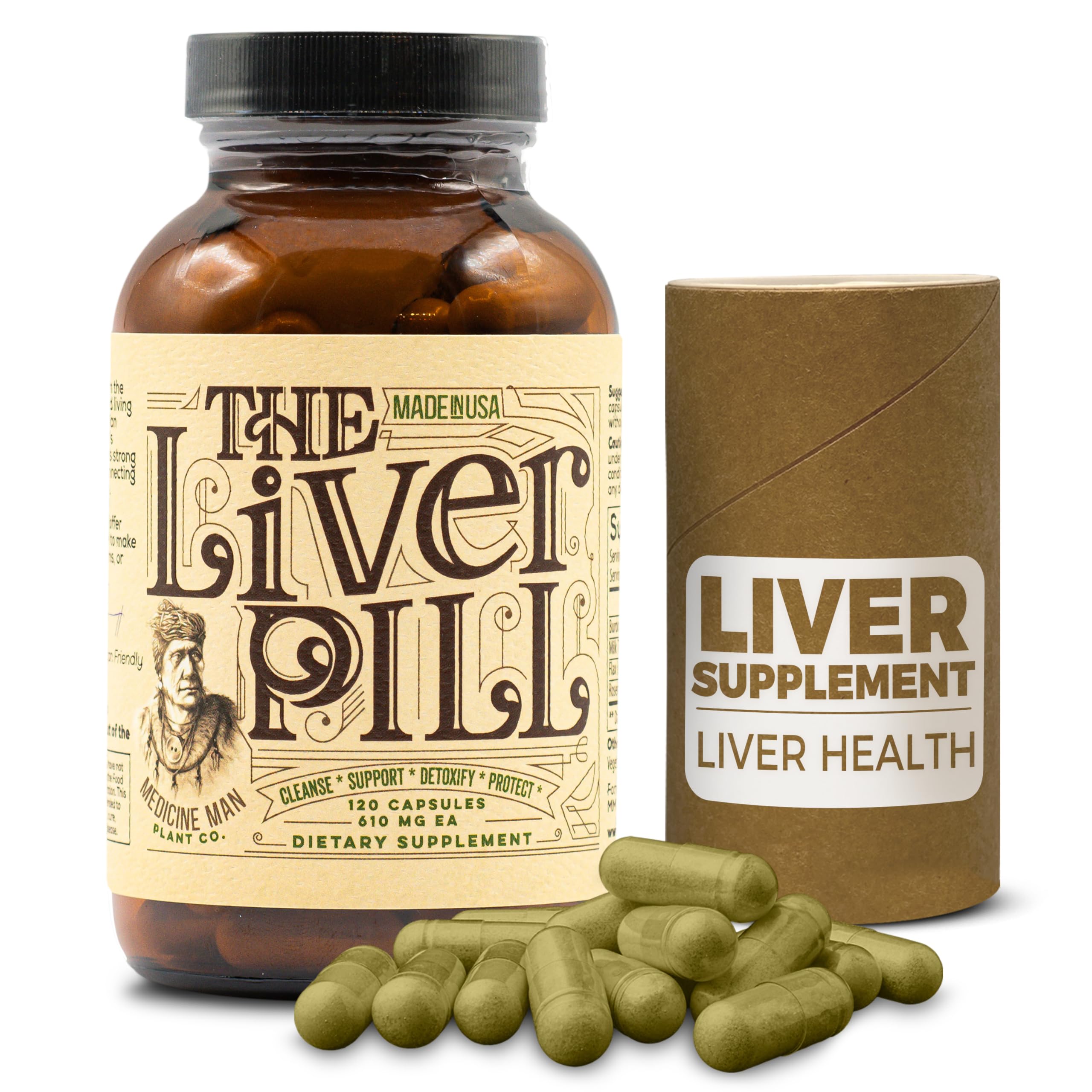 Medicine Man Plant Co The Liver Pill bottle front for daily liver support and wellness.