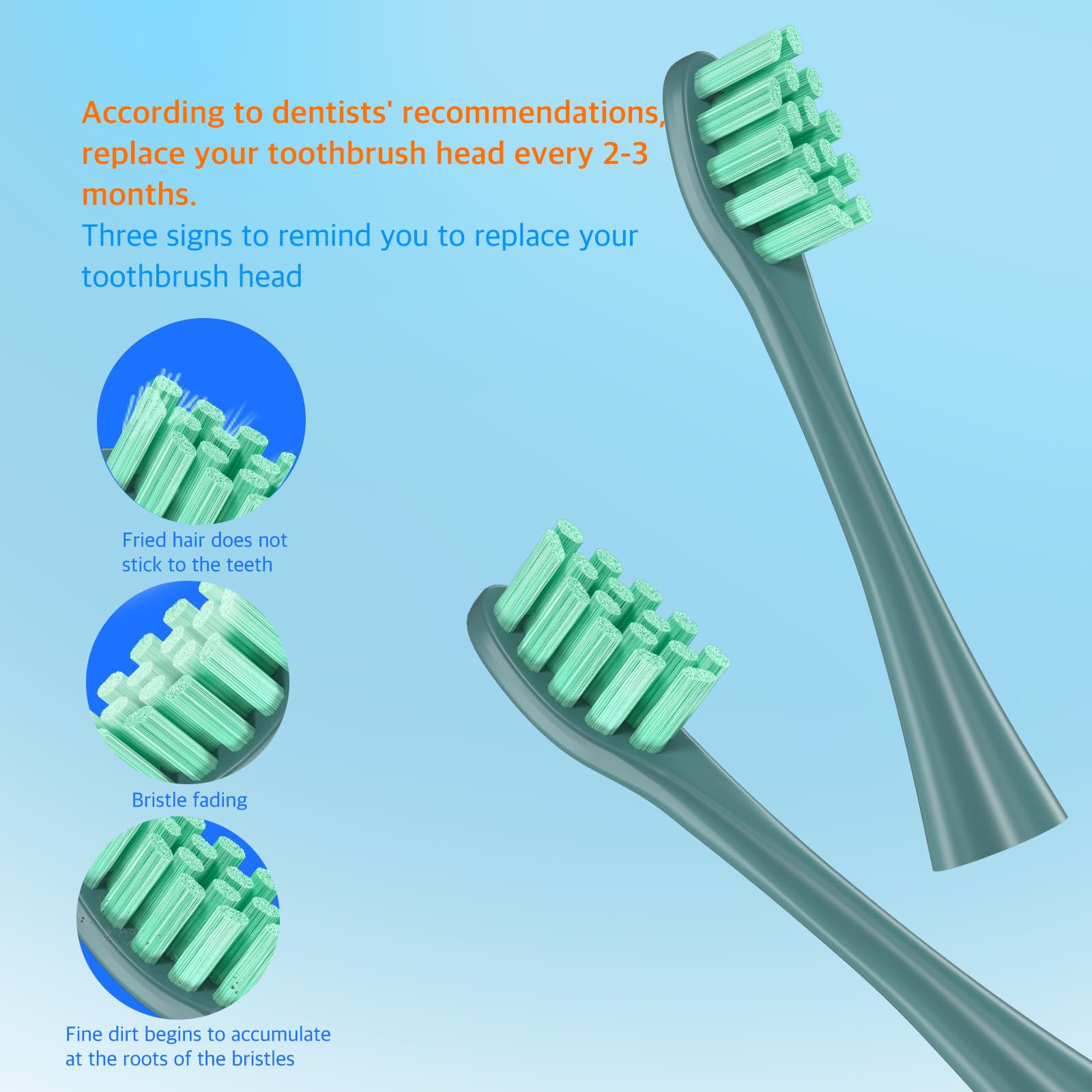 Individually sealed replacement heads with hygienic caps