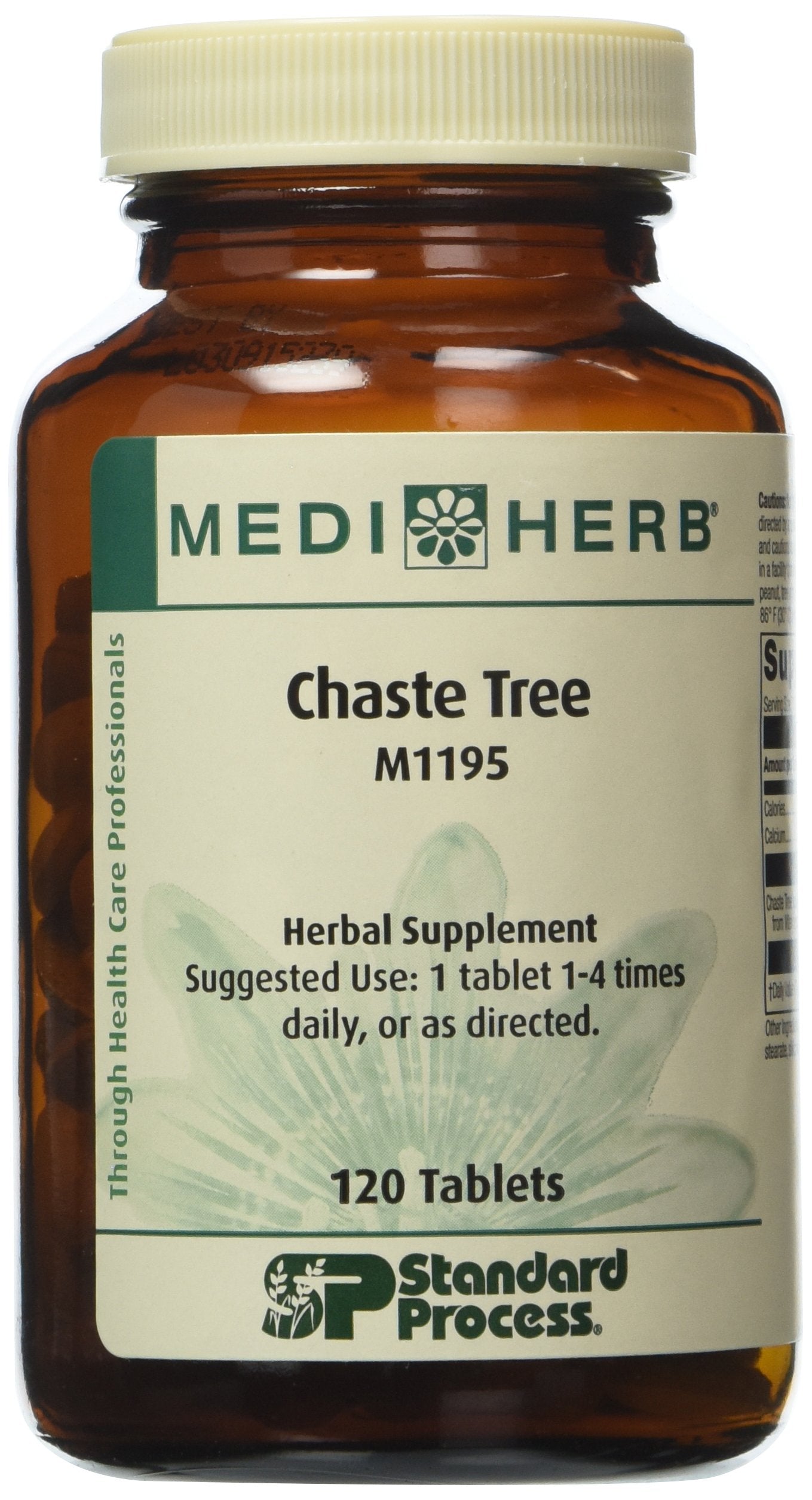 Bottle of Mediherb Chaste Tree 120 Tabs on white background