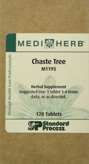 Pack shot showing Mediherb Chaste Tree 120 Tabs bottle and box