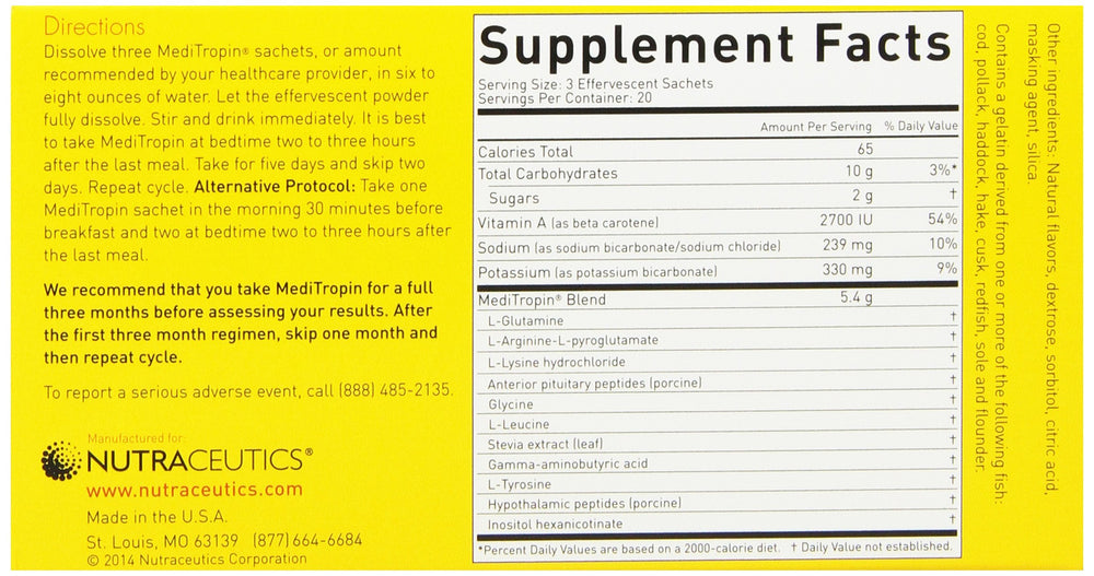 MediTropin bottle showing nighttime use