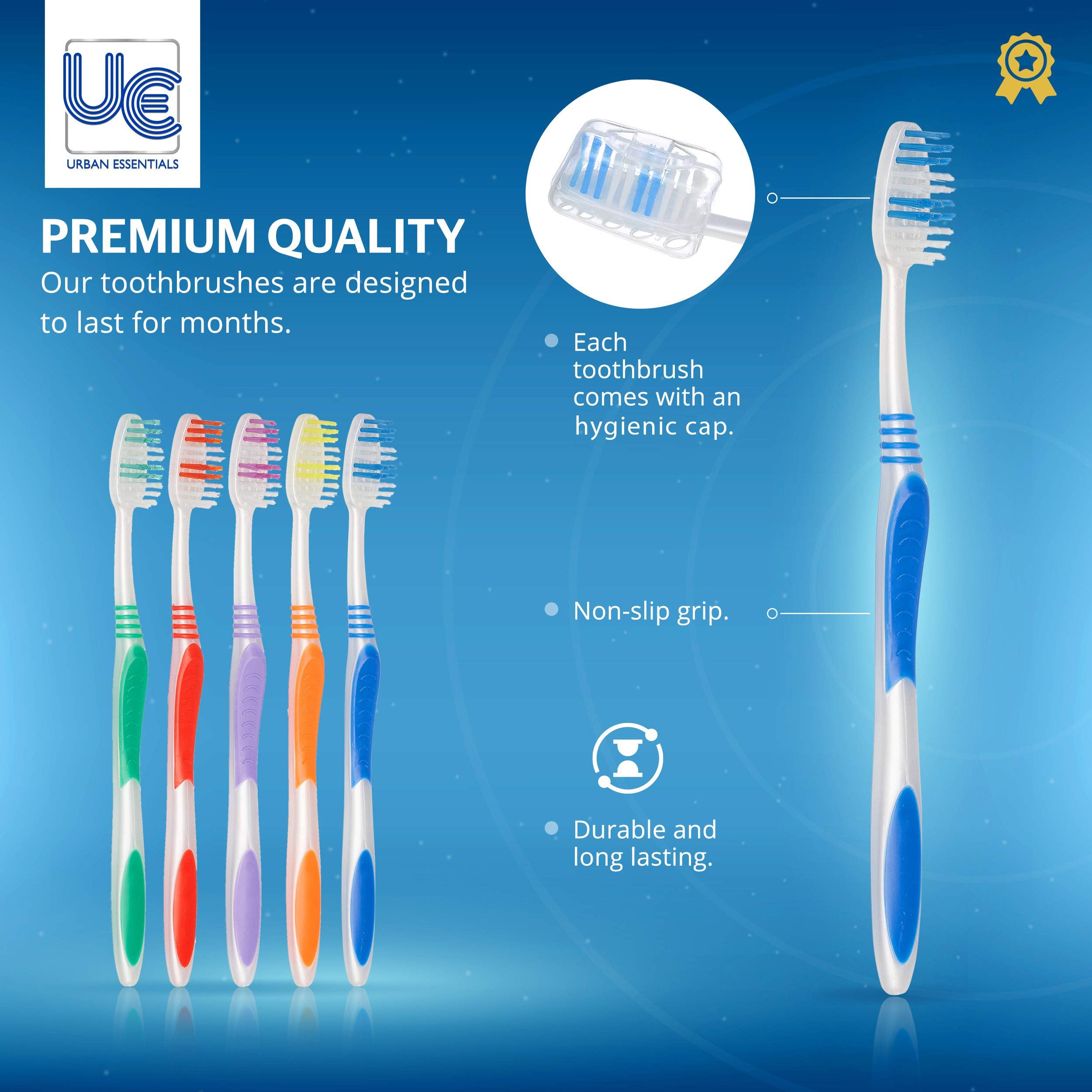 Medium-soft bristles and ergonomic handles