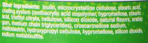 Close-up of cap and tablet count in Medizym bottle