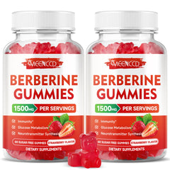 Front view of MEENCCD Berberine Gummies 2-pack Strawberry Flavor (120 Count)
