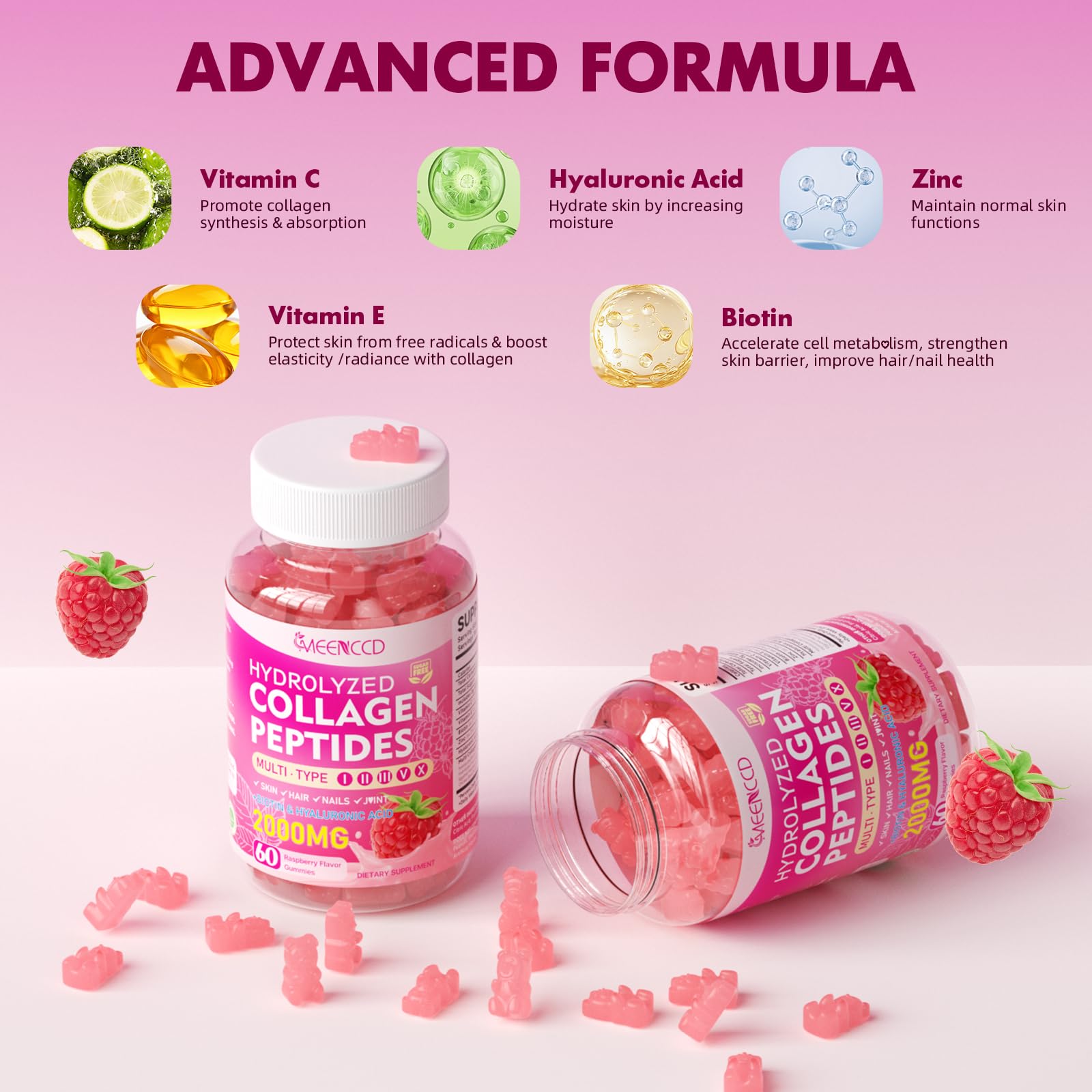 MEENCCD collagen gummies nutrition facts panel