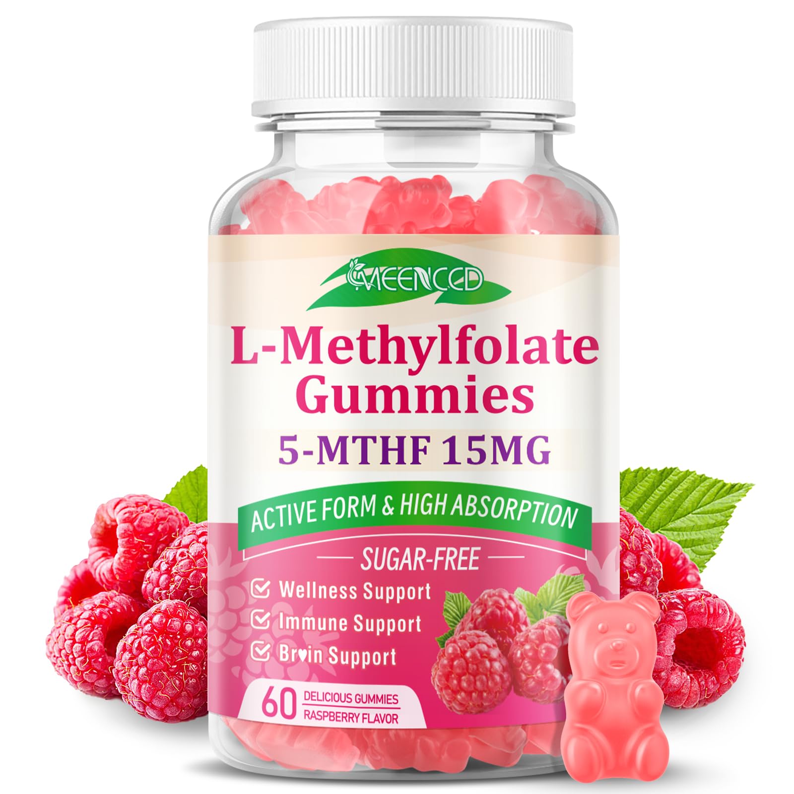 MEENCCD L-Methylfolate 15mg Gummies Raspberry main product image