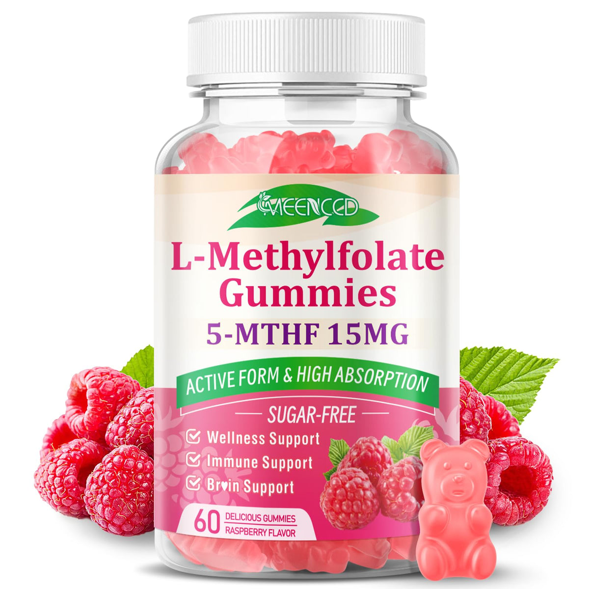 MEENCCD L-Methylfolate 15mg Gummies Raspberry main product image