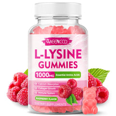MEENCCD L-Lysine 1000mg Raspberry Gummies bottle, 60 count