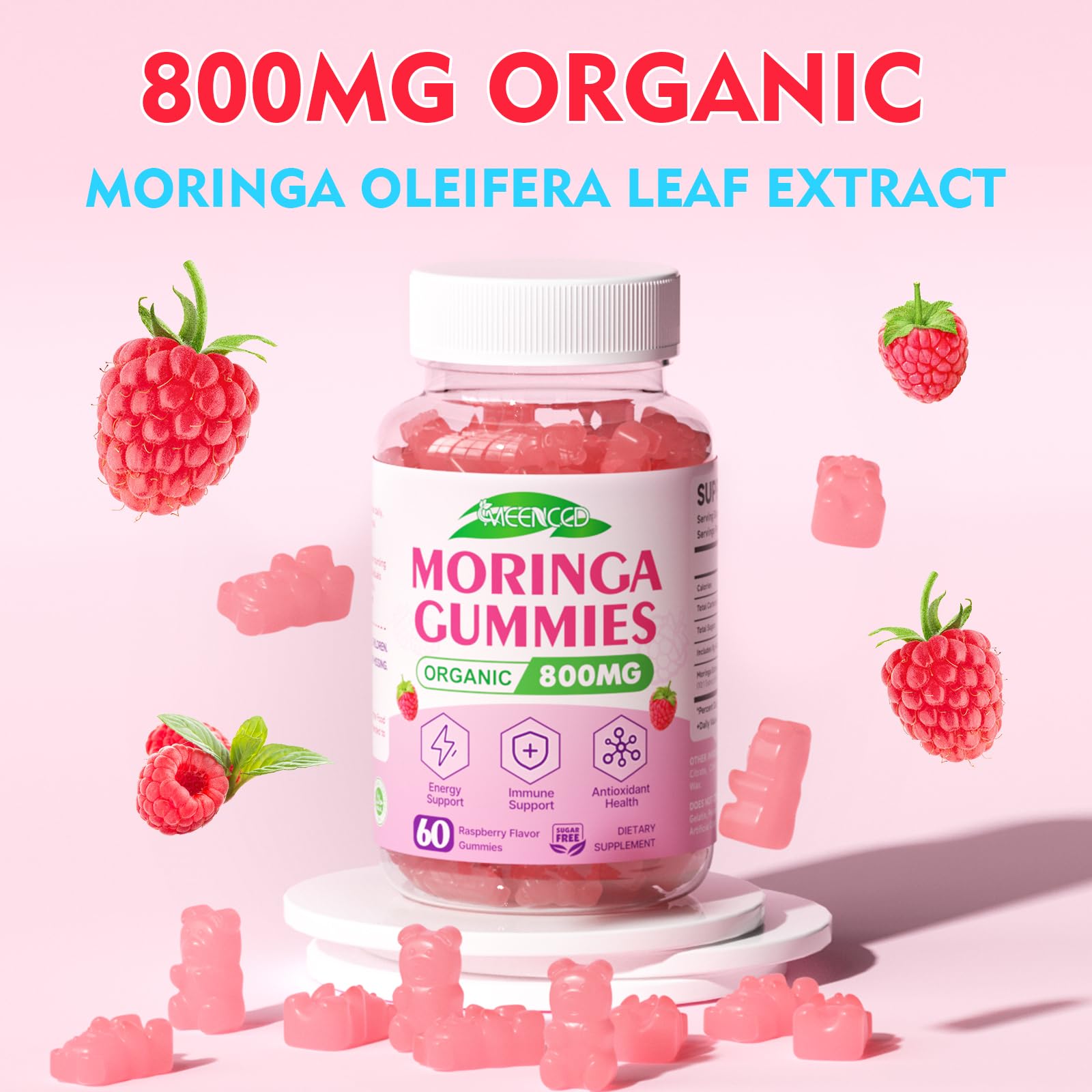 MEENCCD Moringa Gummies sugar-free badge for diet-friendly option
