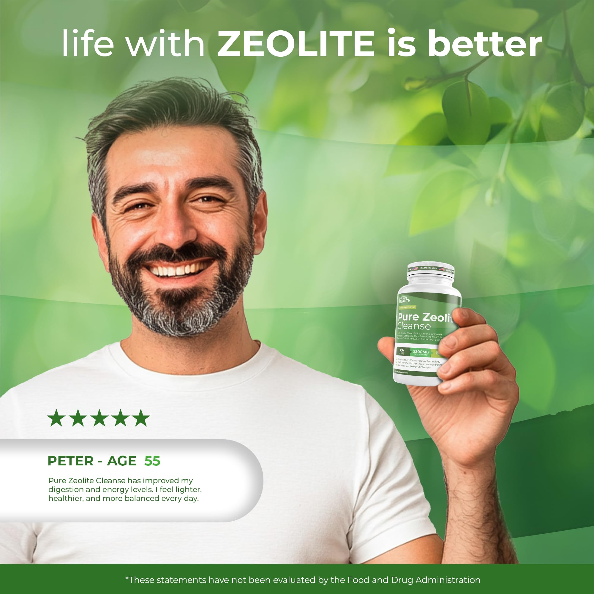 MEGA HEALTH Full body detox lifestyle shot suggesting energy and wellness