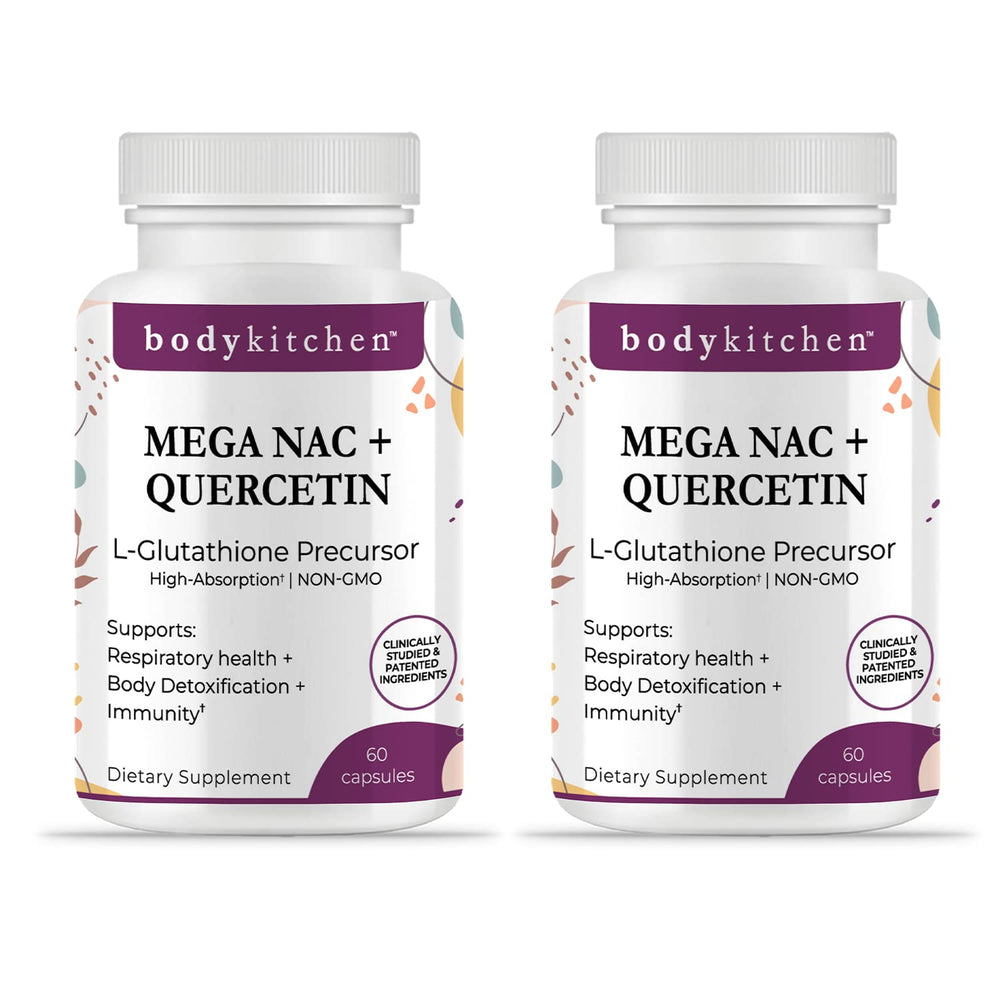 Body Kitchen Mega NAC 600 mg with Quercetin bottle and label front