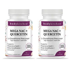 Body Kitchen Mega NAC 600 mg with Quercetin bottle and label front